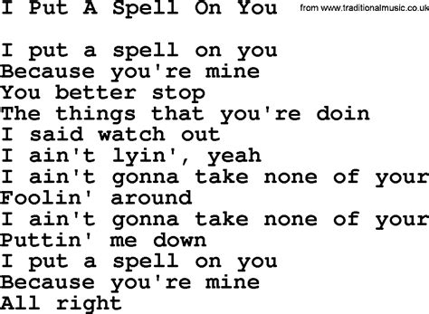 lyrics to i put a spell on you